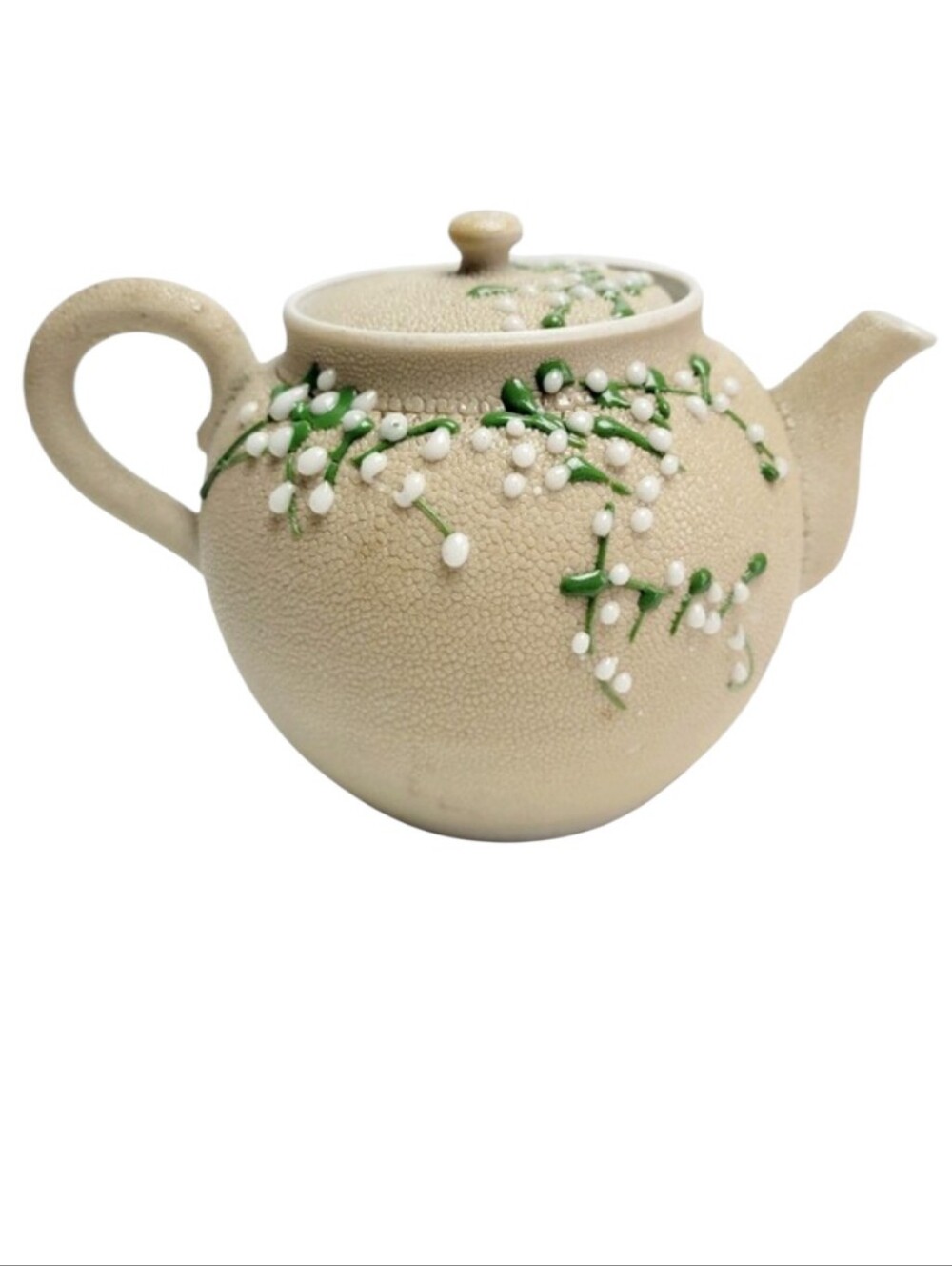 Vintage Japanese Moriage Teapot Meiji Period Sharkskin Glaze
